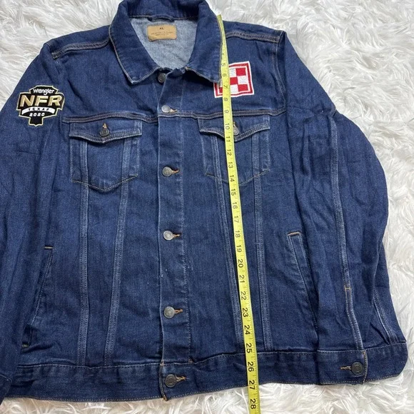2020 Wrangler NFR‎ Texas Jean Jacket Denim Men XL Custom Patches Blue Rodeo